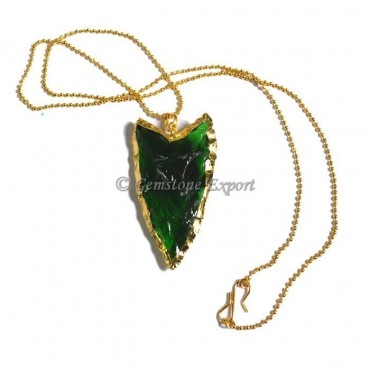 Green Glass Clovis Arrowheads Necklace