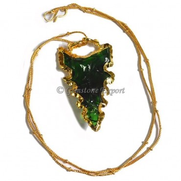 Kirk Green Glass Arrowheads Necklace