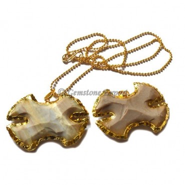 Agate Electroplated Arrowheads Necklace