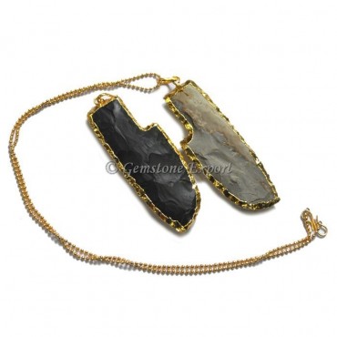 Agate Knife Electroplated Necklace