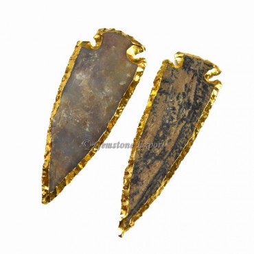 Agate 4 Inch Gold Electroplated Arrowhead